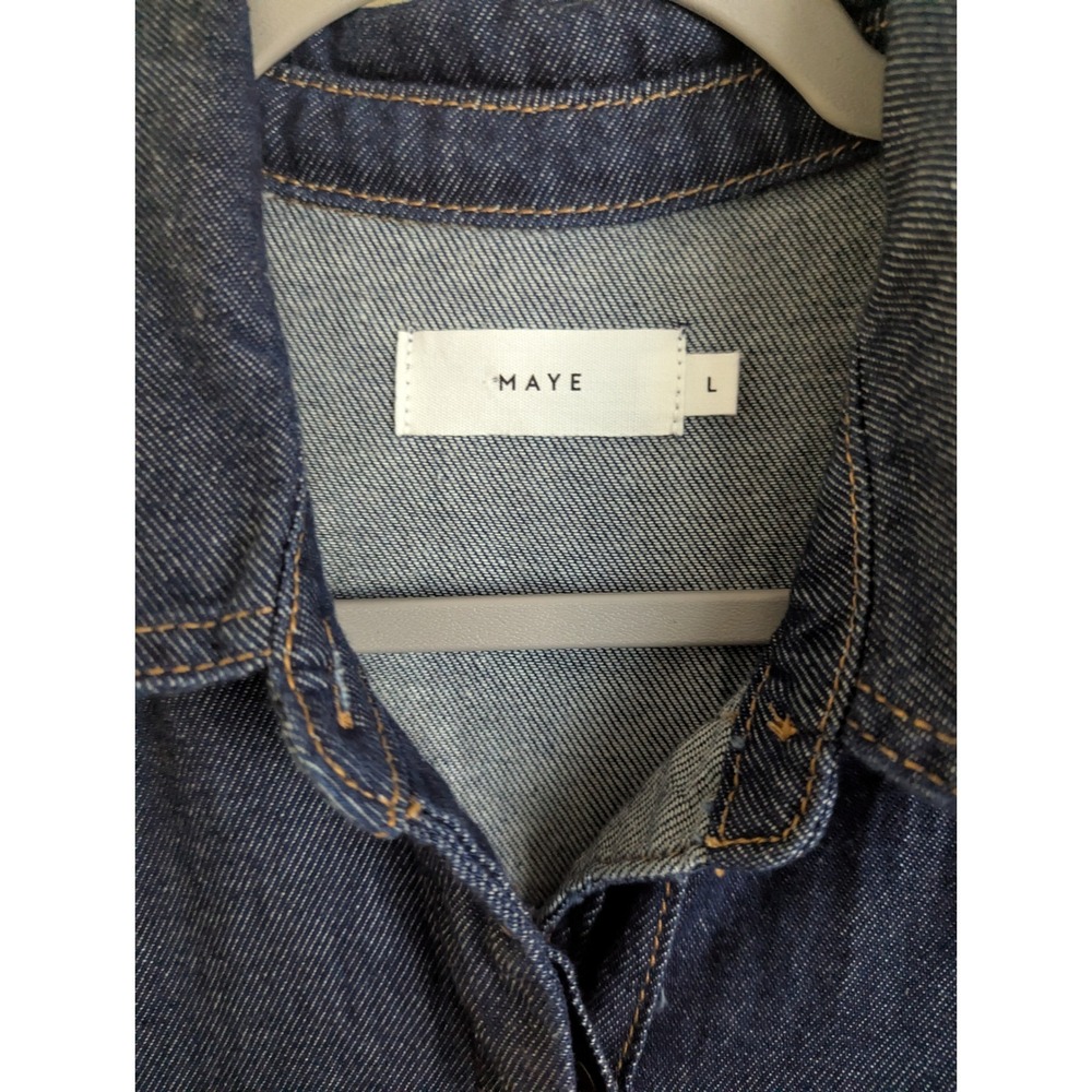 Maye Harper Denim Midi Dress Blue Button Front Cotton Size L - Picture 6 of 7